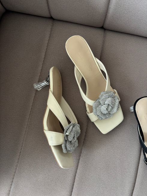 Rhinestone Rose Embedded Heels